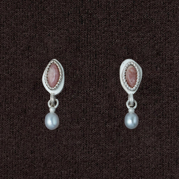 OLIO E ACETO Tanabata Special Collection Sterling Silver Rhodonite Pearl Pendant Earrings OLIO-OA13E22-YF Silver/Pink Orange